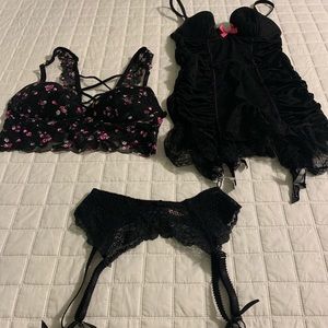 Victoria Secret Push Up Bra; Corset/Garter Belt.
